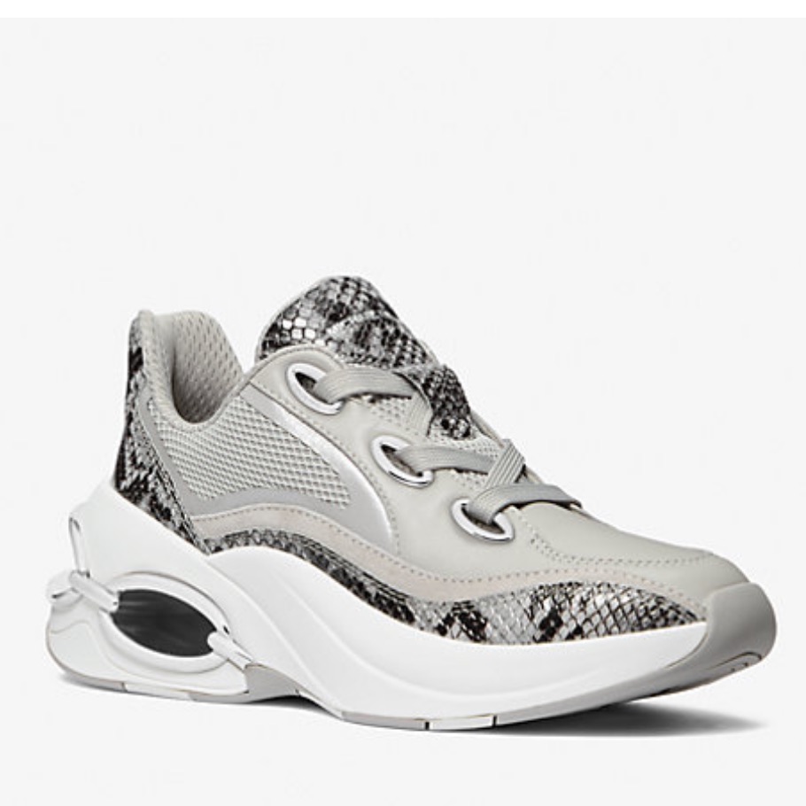 Michael Kors Toni Mixed-Media Leather Trainer Size 6,5